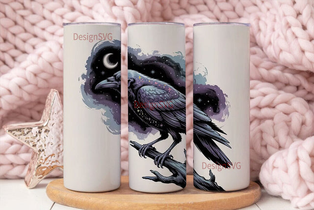 Gothic Skeleton Crow 20oz Tumbler Wrap Sublimation DesignSVG 