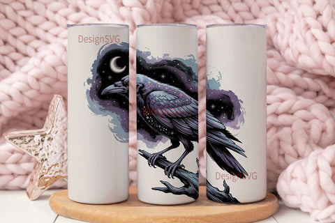Gothic Skeleton Crow 20oz Tumbler Wrap Sublimation DesignSVG 