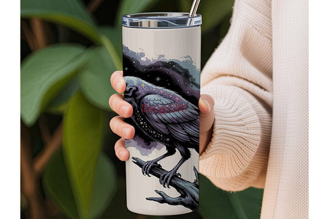 Gothic Skeleton Crow 20oz Tumbler Wrap Sublimation DesignSVG 