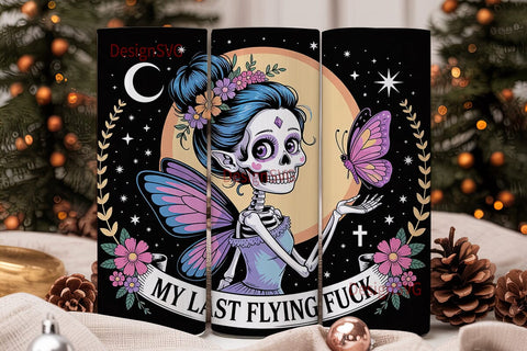 Gothic Skeleton Fairy 20oz Tumbler Wrap Sublimation DesignSVG 