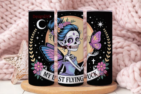 Gothic Skeleton Fairy 20oz Tumbler Wrap Sublimation DesignSVG 