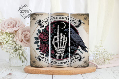 Gothic Skeleton Hand Rose 20oz Tumbler Sublimation sassyprint 