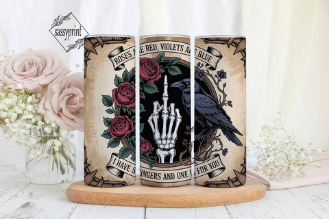 Gothic Skeleton Hand Rose 20oz Tumbler Sublimation sassyprint 