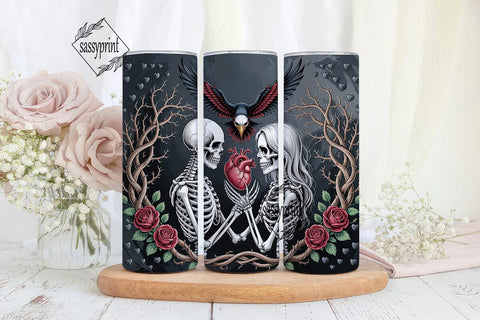 Gothic Skeleton Lovers 20oz Tumbler Wrap Sublimation sassyprint 