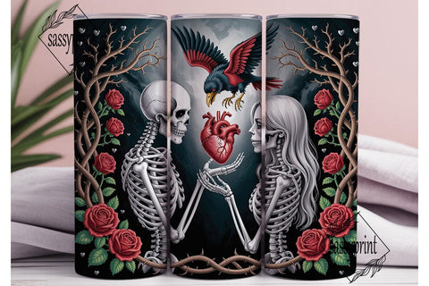 Gothic Skeleton Lovers 20oz Tumbler Wrap Sublimation sassyprint 