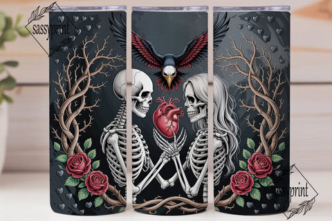 Gothic Skeleton Lovers 20oz Tumbler Wrap Sublimation sassyprint 