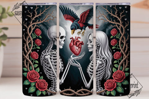 Gothic Skeleton Lovers 20oz Tumbler Wrap Sublimation sassyprint 