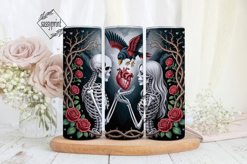 Gothic Skeleton Lovers 20oz Tumbler Wrap Sublimation sassyprint 