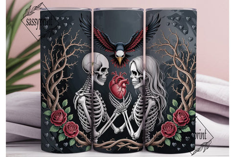 Gothic Skeleton Lovers 20oz Tumbler Wrap Sublimation sassyprint 