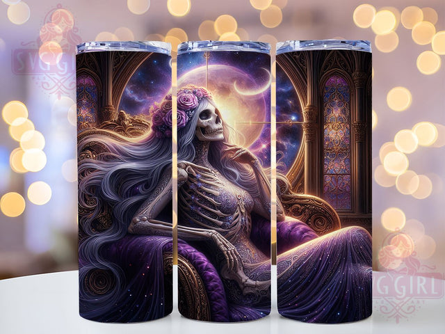 Gothic Skeleton Moon Tarot Tumbler, Gothic Tarot Wrap, Witch And Moon Cup, Occult Skeleton Design, 20oz Gothic Drinkware, Tarot Card Tumbler, Witchy Skeleton Sublimation Sublimation SvggirlplusArt 