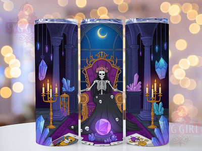 Gothic Skeleton Moon Tarot Tumbler, Gothic Tarot Wrap, Witch And Moon Cup, Occult Skeleton Design, 20oz Gothic Drinkware, Tarot Card Tumbler, Witchy Skeleton Sublimation Sublimation SvggirlplusArt 