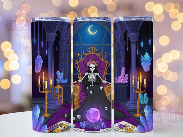 Gothic Skeleton Moon Tarot Tumbler, Gothic Tarot Wrap, Witch And Moon Cup, Occult Skeleton Design, 20oz Gothic Drinkware, Tarot Card Tumbler, Witchy Skeleton Sublimation Sublimation SvggirlplusArt 
