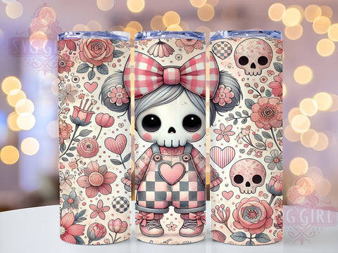 Gothic Skeleton Valentine's Day Cute Love Tumbler Wrap, Skeleton Tumbler, Valentine’s Day, 20oz Tumbler, Sublimation Wrap, Love Design, Gothic Gift, Cute Skeleton Mug Sublimation SvggirlplusArt 