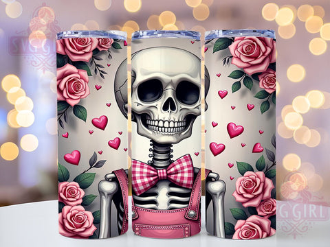 Gothic Skeleton Valentine's Day Cute Love Tumbler Wrap, Skeleton Tumbler, Valentine’s Day, 20oz Tumbler, Sublimation Wrap, Love Design, Gothic Gift, Cute Skeleton Mug Sublimation SvggirlplusArt 