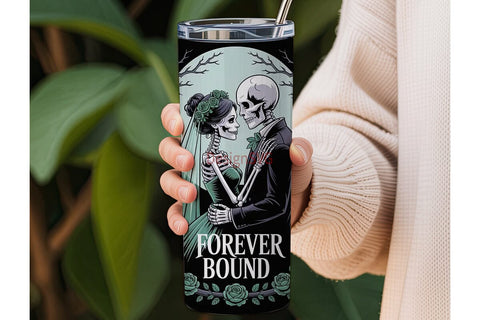 Gothic Skeleton Wedding 20oz Tumbler Sublimation DesignSVG 