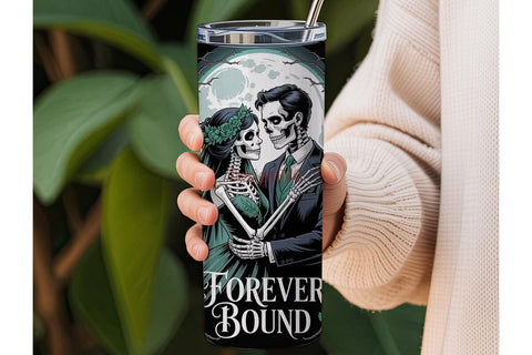 Gothic Skeleton Wedding 20oz Tumbler Sublimation DesignSVG 