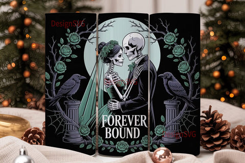 Gothic Skeleton Wedding 20oz Tumbler Sublimation DesignSVG 