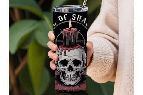 Gothic Skull Candle Tumbler Wrap Sublimation DesignSVG 