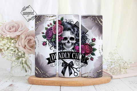 Gothic Skull Chic Rose 20oz Tumbler Wrap Sublimation sassyprint 