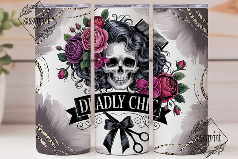 Gothic Skull Chic Rose 20oz Tumbler Wrap Sublimation sassyprint 