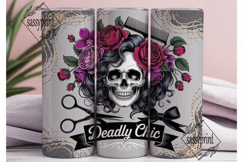 Gothic Skull Chic Rose 20oz Tumbler Wrap Sublimation sassyprint 