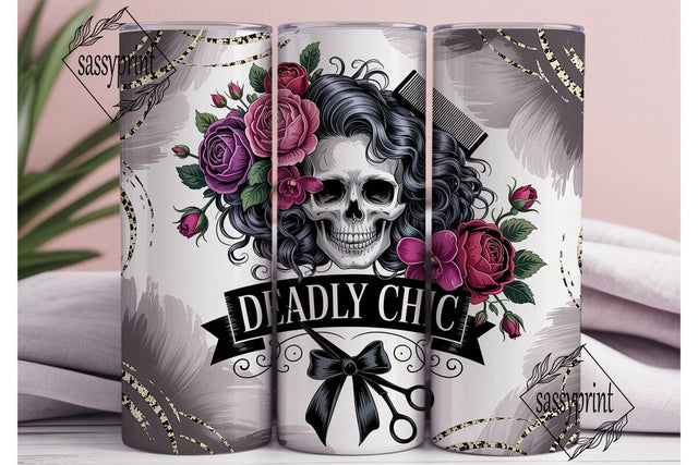 Gothic Skull Chic Rose 20oz Tumbler Wrap Sublimation sassyprint 