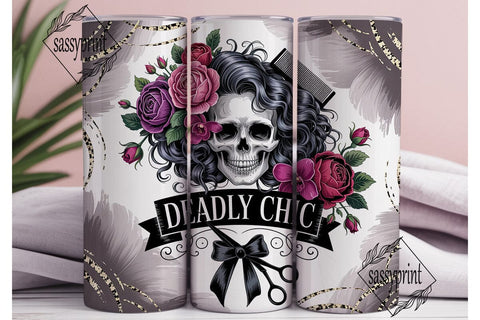 Gothic Skull Chic Rose 20oz Tumbler Wrap Sublimation sassyprint 