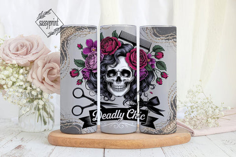 Gothic Skull Chic Rose 20oz Tumbler Wrap Sublimation sassyprint 