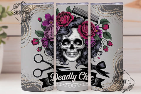 Gothic Skull Chic Rose 20oz Tumbler Wrap Sublimation sassyprint 