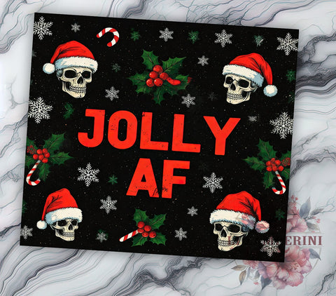 Gothic Skull Christmas Tumbler, Candy Cane Tumbler Wrap, Jolly AF Tumbler Design, Gothic Christmas Tumbler, Sublimation, Dark Humor Christmas Tumbler Sublimation Li Zamperini 