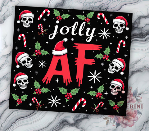 Gothic Skull Christmas Tumbler, Candy Cane Tumbler Wrap, Jolly AF Tumbler Design, Gothic Christmas Tumbler, Sublimation, Dark Humor Christmas Tumbler Sublimation Li Zamperini 