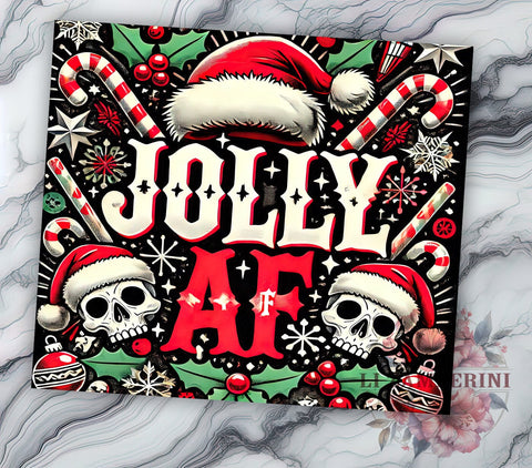 Gothic Skull Christmas Tumbler, Candy Cane Tumbler Wrap, Jolly AF Tumbler Design, Gothic Christmas Tumbler, Sublimation, Dark Humor Christmas Tumbler Sublimation Li Zamperini 