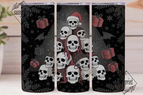 Gothic Skull Christmas Tumbler Wrap Sublimation sassyprint 