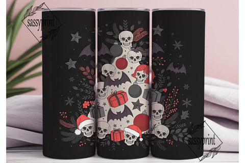 Gothic Skull Christmas Tumbler Wrap Sublimation sassyprint 