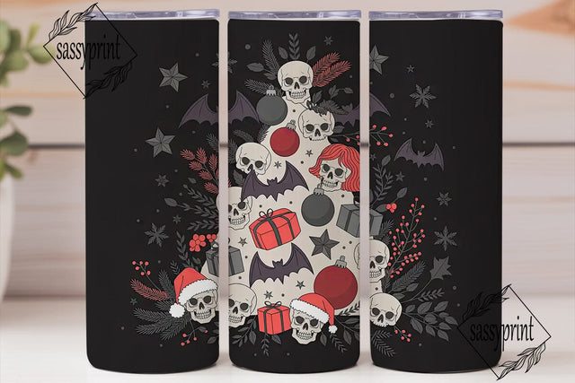 Gothic Skull Christmas Tumbler Wrap Sublimation sassyprint 