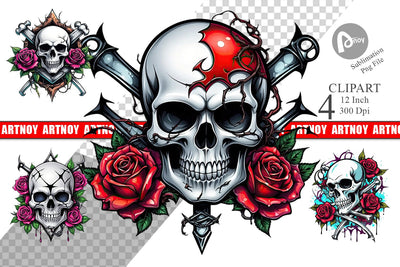 Gothic Skull Clipart Sublimation artnoy 
