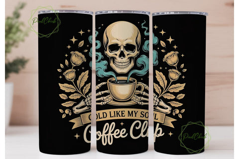 Gothic Skull Coffee Club 20oz Tumbler Sublimation PixelChick 