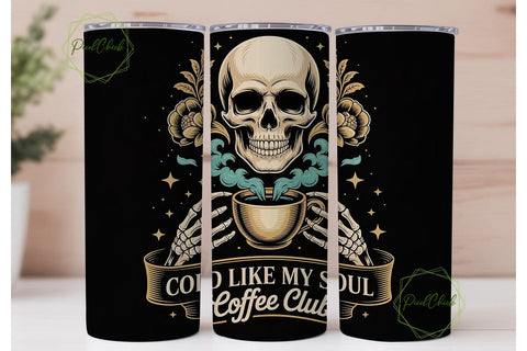 Gothic Skull Coffee Club 20oz Tumbler Sublimation PixelChick 