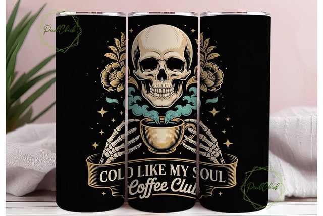 Gothic Skull Coffee Club 20oz Tumbler Sublimation PixelChick 