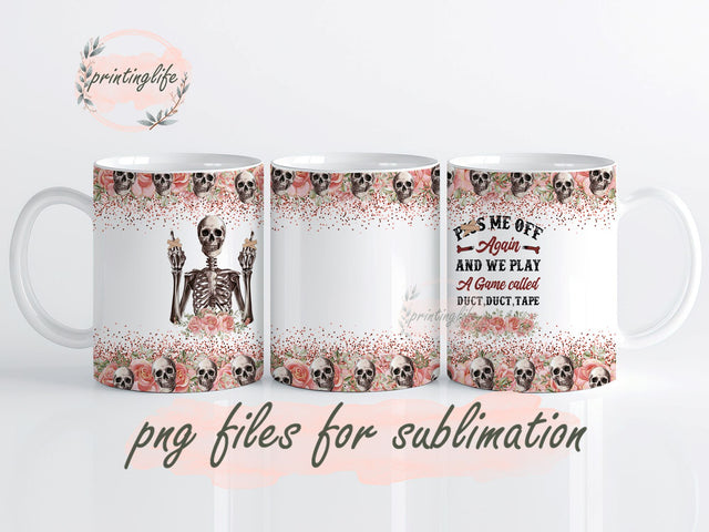 Gothic Skull Coffee Mug, Skull Roses Mug Wrap Design, Instant Digital Design Download Mug Wrap Design, Mug Design PNG Sublimation PrintingLife 