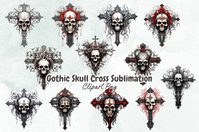 Gothic Skull Cross Sublimation Bundle Sublimation Designangry 