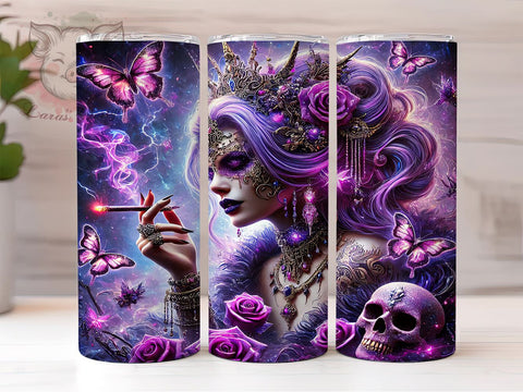 Gothic Skull Design Alternative Tumbler, Skull Design Drinkware, 20oz Sublimation Wrap, Alternative Fashion Tumbler, Edgy Girl Gift, Dark Aesthetic Cup, Halloween Tumbler Sublimation Lara' s Designs 