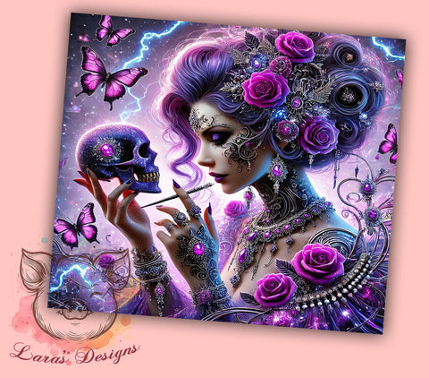 Gothic Skull Design Alternative Tumbler, Skull Design Drinkware, 20oz Sublimation Wrap, Alternative Fashion Tumbler, Edgy Girl Gift, Dark Aesthetic Cup, Halloween Tumbler Sublimation Lara' s Designs 