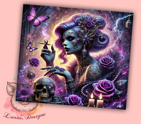 Gothic Skull Design Alternative Tumbler, Skull Design Drinkware, 20oz Sublimation Wrap, Alternative Fashion Tumbler, Edgy Girl Gift, Dark Aesthetic Cup, Halloween Tumbler Sublimation Lara' s Designs 