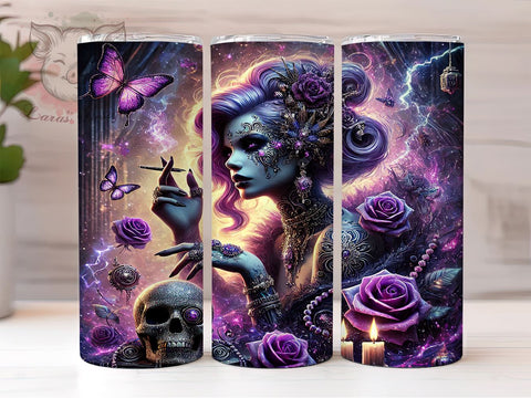 Gothic Skull Design Alternative Tumbler, Skull Design Drinkware, 20oz Sublimation Wrap, Alternative Fashion Tumbler, Edgy Girl Gift, Dark Aesthetic Cup, Halloween Tumbler Sublimation Lara' s Designs 