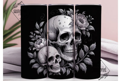 Gothic Skull Floral 20oz Tumbler Wrap Sublimation sassyprint 