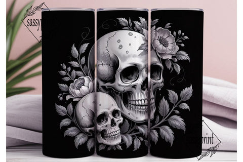 Gothic Skull Floral 20oz Tumbler Wrap Sublimation sassyprint 