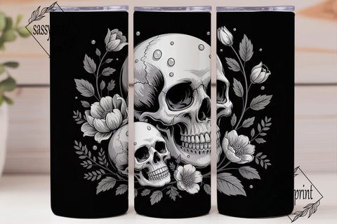 Gothic Skull Floral 20oz Tumbler Wrap Sublimation sassyprint 
