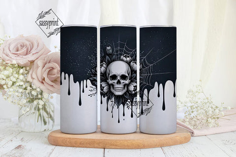 Gothic Skull Floral Tumbler Wrap Sublimation sassyprint 