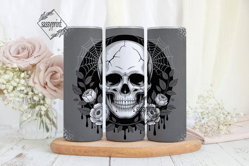 Gothic Skull Floral Tumbler Wrap Sublimation sassyprint 